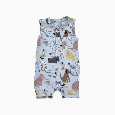 Combi bleu ciel 'chiens' 0-3M