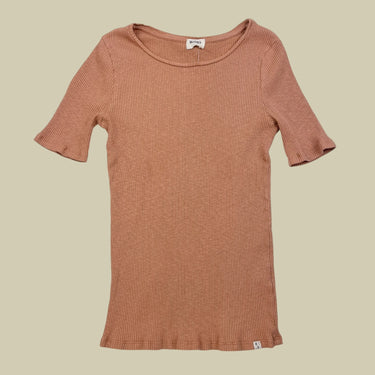 T-shirt orangé en coton bio et élasthanne pour femmes S