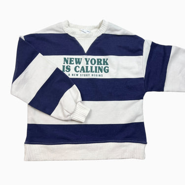 Pull à rayures marine 'New York is calling' 7Y