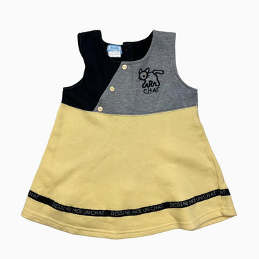 Robe vintage colorblock jaune 'chat' 23M