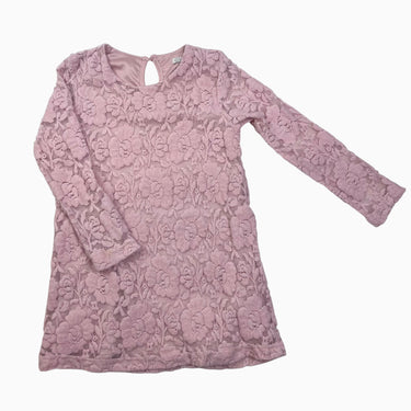 Robe rose fleuris en velours dentellé 4Y