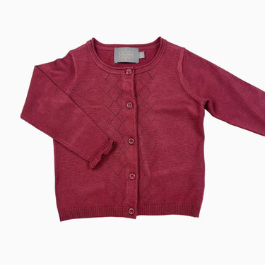 Cardigan canneberge en tricot de viscose et nylon pointelle 2Y