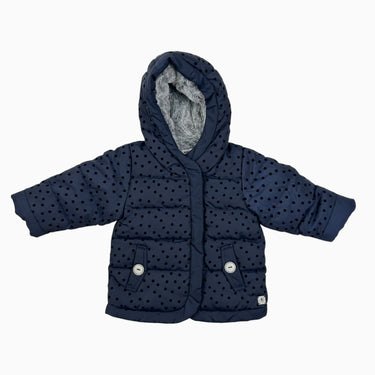 Manteau mi-saison marine à pois doublé 6M