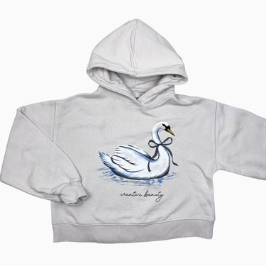 Pull à capuchon 'cropped' greige cygne 11-12Y