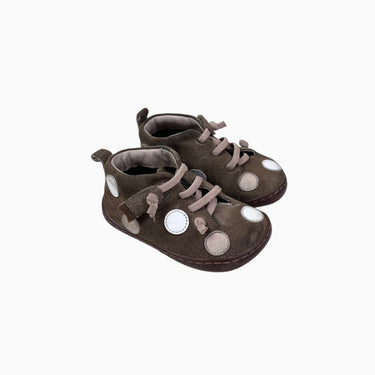 Souliers marrons à pois à velcro et élastique 14.5CM 2Y