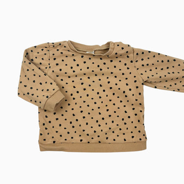 Pull beige à pois tacheté noir 12-18M