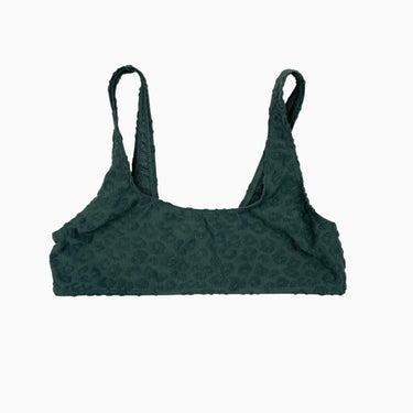 Haut de maillot vert à imprimé leopard enbossé en ratine 11-12Y