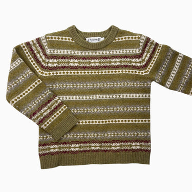 Pull olive 'Deagan' à motif classique en laine (fit petit) 8Y