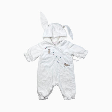 Combi blanche 'lapins' en peluche 0-3M