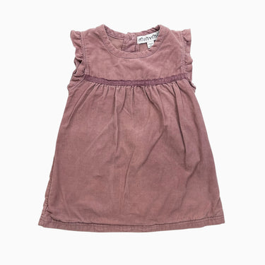 Robe vieux-rose en corduroy avec broderie 18M