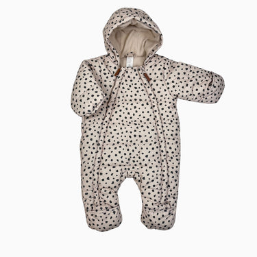 Combi beige rosé tâcheté doublé en polar 2-4M