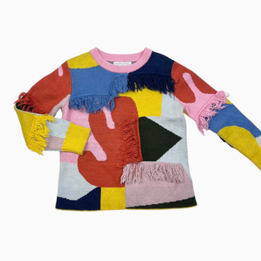 Pull coloré à motifs abstraits en coton et laine 4Y