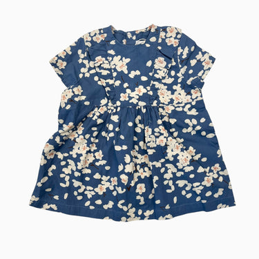 Robe bleue en coton à imprimé floral crème 6M