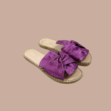 Sandales magenta scintillantes en cuir et osier tressé pour femmes 38EU