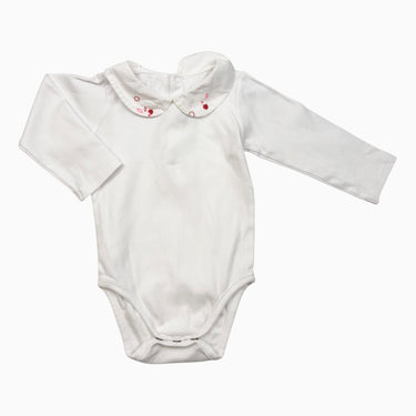 Cache-couche à col claudine blanc avec broderie 12M