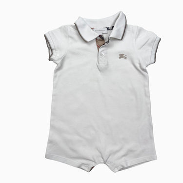 Combi short blanche en coton piqué 6M