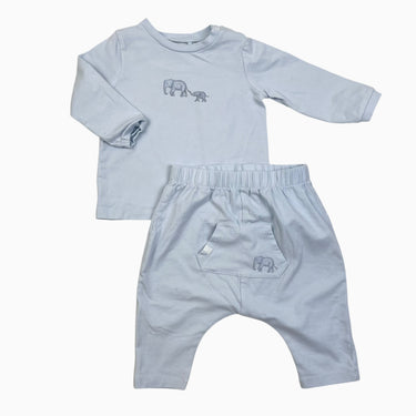 Ensemble bleu ciel éléphants 3-6M