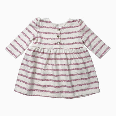 Robe vanille à rayures coeurs 6-12M
