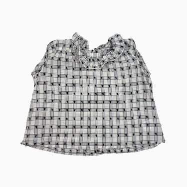Blouse vanille carreautée noire point d'esprit 100CM 3-4Y