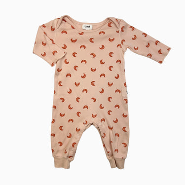 Combi rose 'croissants' en coton pima 0-6M