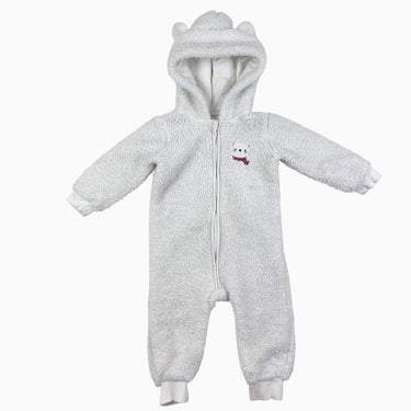Combi blanche en sherpa 'ours polaire brodé' 12M