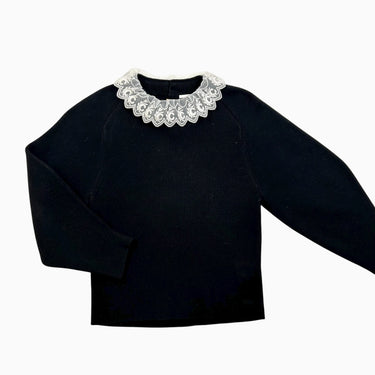 Pull à col noir en coton et laine 8Y