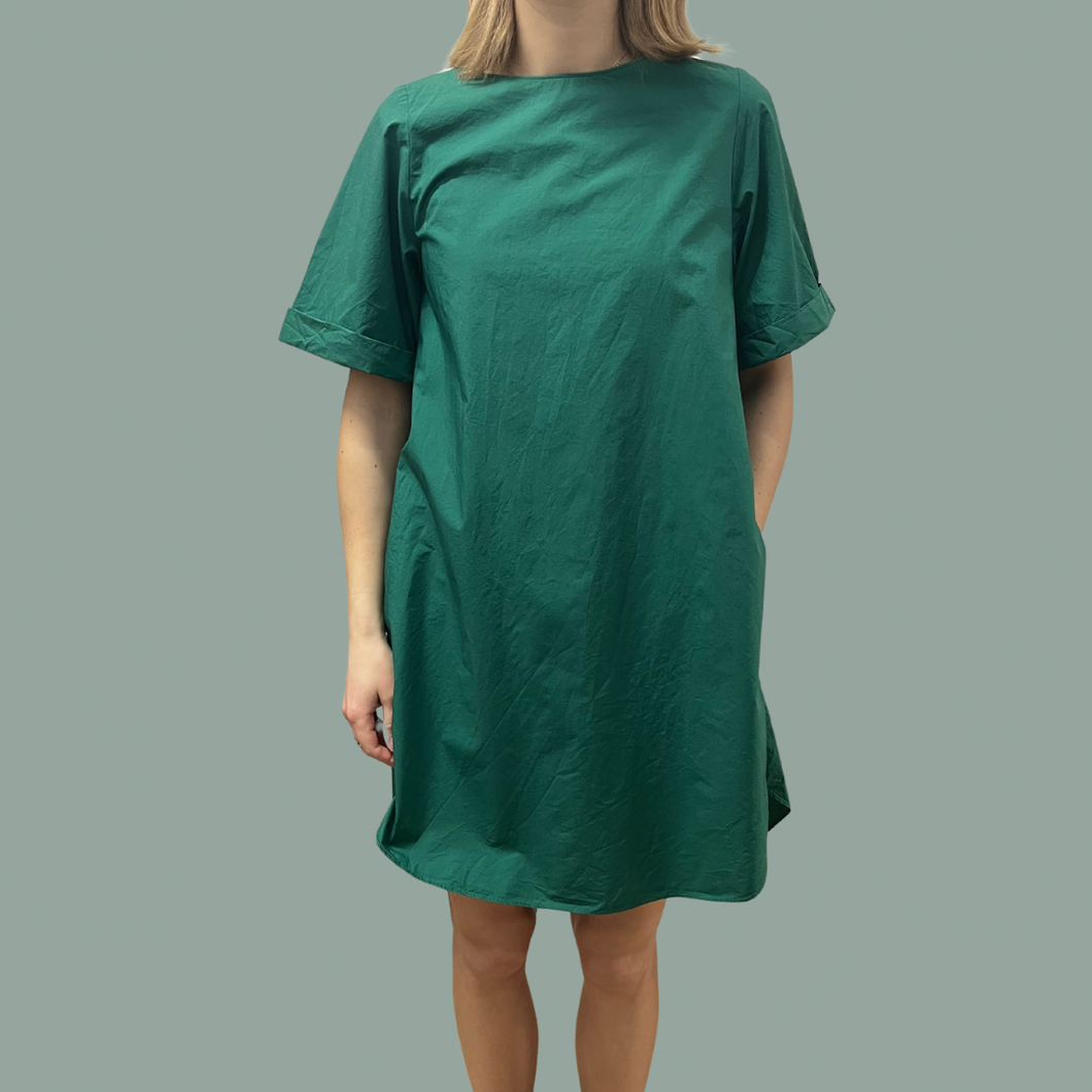 Robe verte en coton avec poches pour femmes 4US