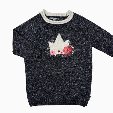Robe marine scintillante 'couronne' en tricot 12-18M