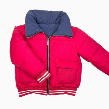 Manteau rouge puffer réversible marine scintillant 8Y