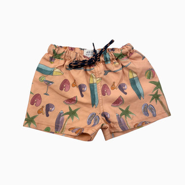 Maillot sans filet intégré orange 'plage' 6M