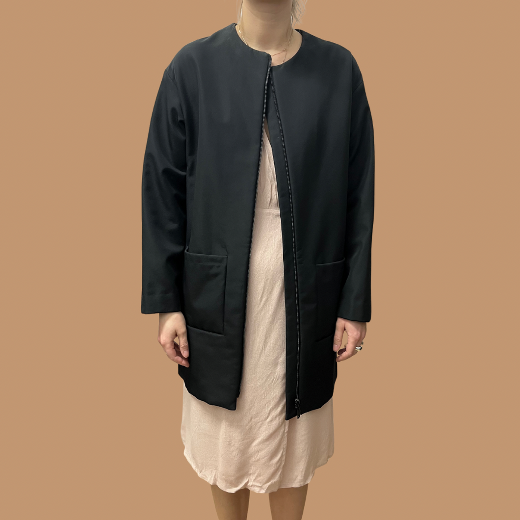 Manteau noir en poly, coton et viscose pour femmes 4US