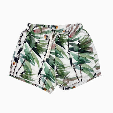 Short blanc 'jungle' en lin épais 8-9Y