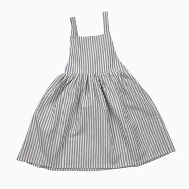 Robe tablier à rayures greige en lin et coton 4Y