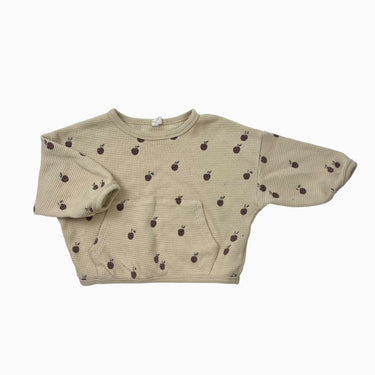 Chandail jaune 'pommes' en coton gaufré 3-6M