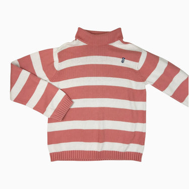 Pull à col roulé à rayures roses en tricot 12-13Y