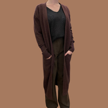 Veste longue cherry-cola en cachemire pour femmes XS