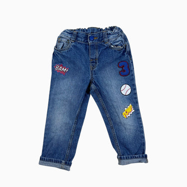 Jeans en denim avec 'patchs' 1.5-2Y