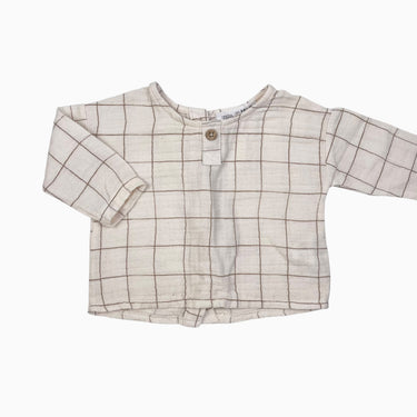 Blouse vanille carreautée en mousseline 1-3M