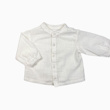 Chemise à col mao vanille en coton cardé 3-6M