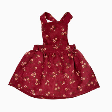 Robe jumper rouge fleurie en corduroy 9M