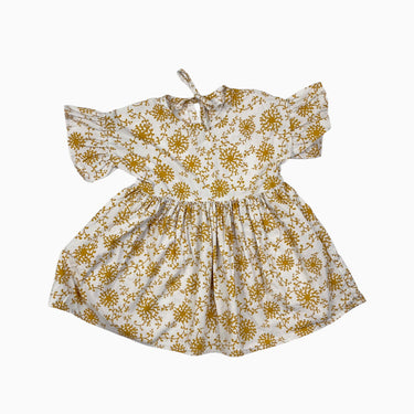 Robe vanille fleurs ocre 12-18M