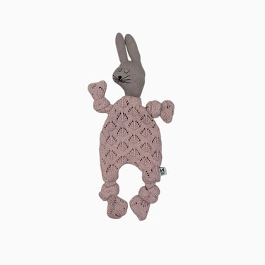 Peluche lapin rose en tricot