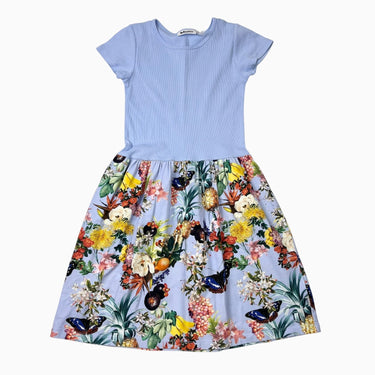 Robe lavande fleurie et fruits 9-10Y