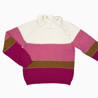 Pull vanille et rose en tricot avec fil doré 8Y