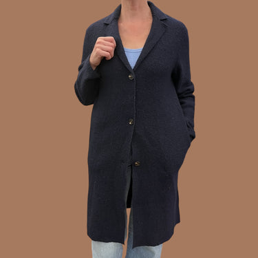 Manteau marine en laine mélangée pour femmes S
