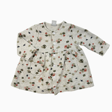 Robe grise fleurie et à pois 6M