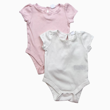 Duo de cache-couche rose et blanc cotelé 3-6M