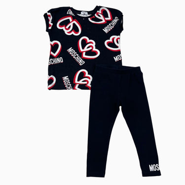 Ensemble t-shirt et legging noir 'coeurs' 18-24M