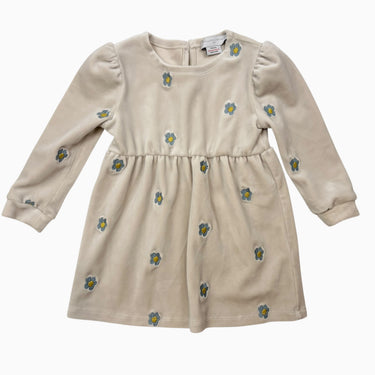 Robe en velours avec fleurs bleues brodés 12M