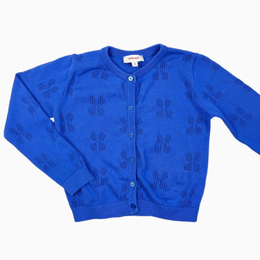 Cardigan bleu en tricot de coton pointelle 6Y